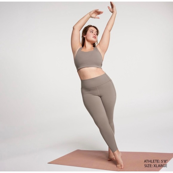 New Calla High Waisted Pocket Leggings Women's XS Workout Yoga Athleisure Taupe - Picture 1 of 14